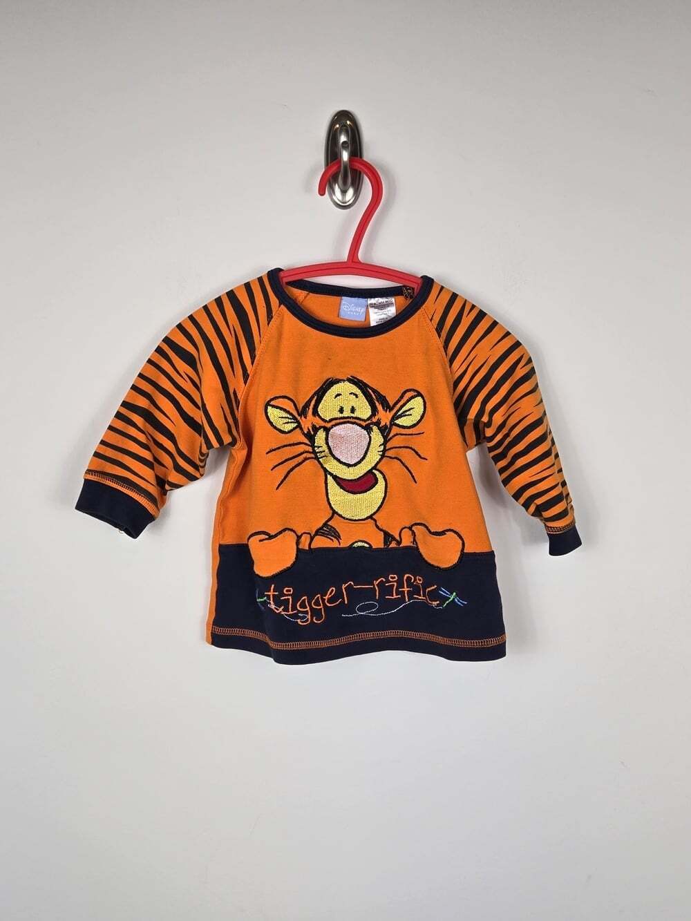 Disney Baby Tigger 12M Orange Striped Long Sleeve Shirt Winnie the Pooh Y2K